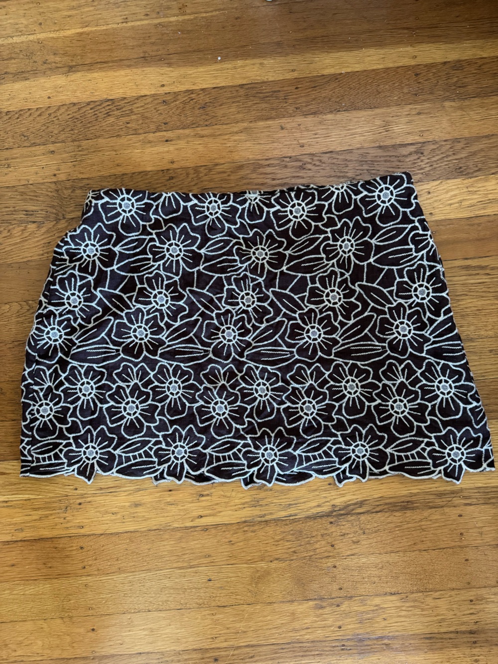 Abercrombie & Fitch Brown Mini Skort with White Flower Emboidery - Curve Love
